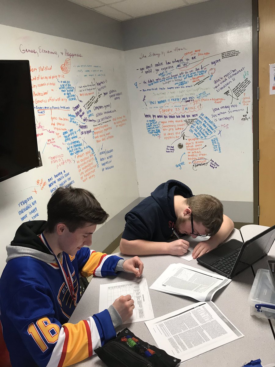 bchlizzard's tweet photo. #APSeminarJF students seeking connections between their happiness stimulus materials. The walls r full of their first impressions. https://t.co/Ft7v5EGJCO