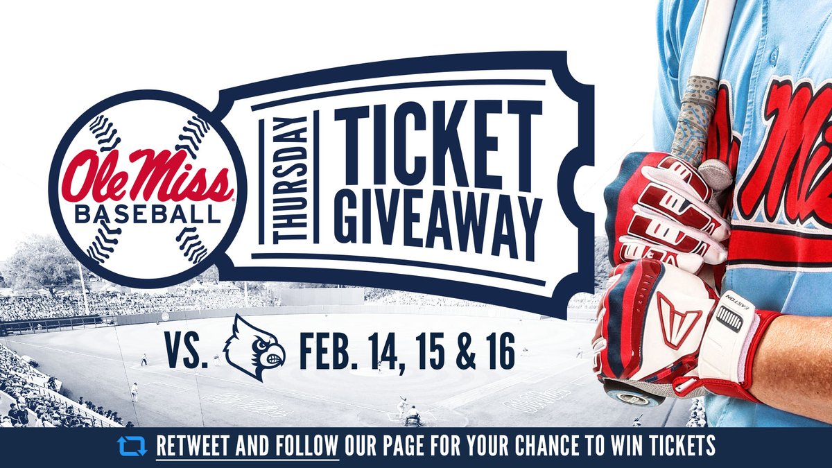 OleMissBSB's tweet image. The Thursday Ticket Giveaway is BACK!

Follow and Retweet for a chance to win TWO TICKETS to a game this weekend! 🆓🎟