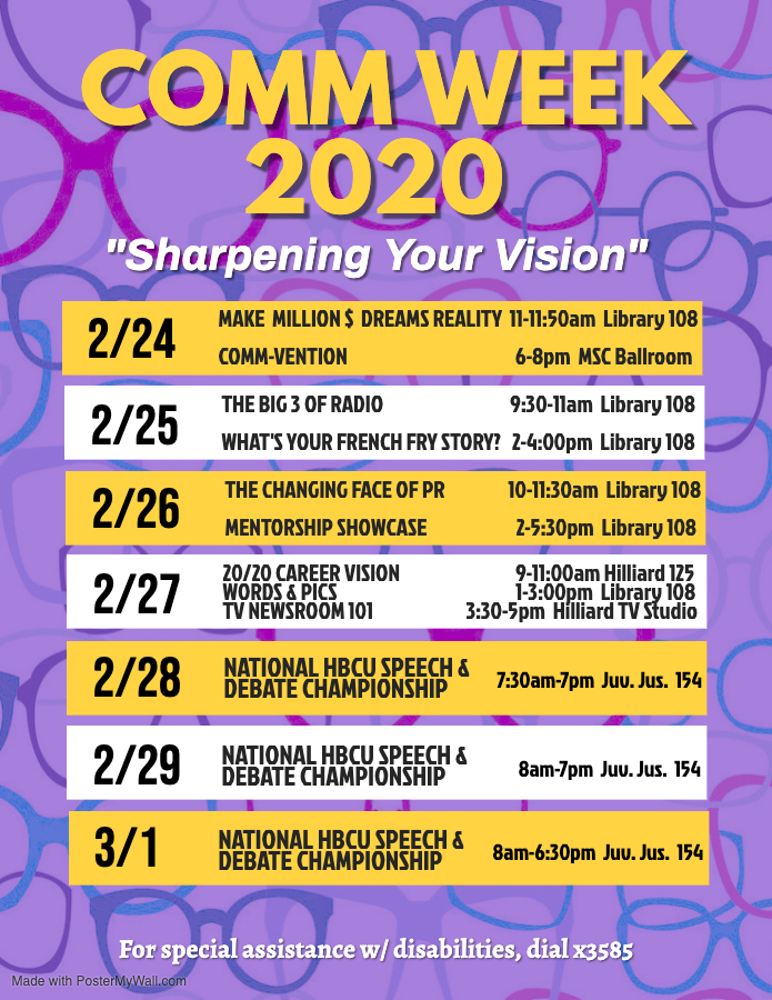 PVAMU_LCOM's tweet image. COMM Week 2020: Sharpen Your Vision
