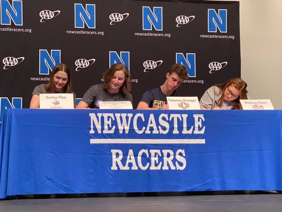 luigisok's tweet photo. Congratulations to these awesome Racers! Signing their letter of Intent Austyn Pine, Jordan Ashley, Solomon Granger and Madison Rippy. Racer Pride🏁💙🖤🤍💙🖤🤍🏁 https://t.co/DldUj8myLG