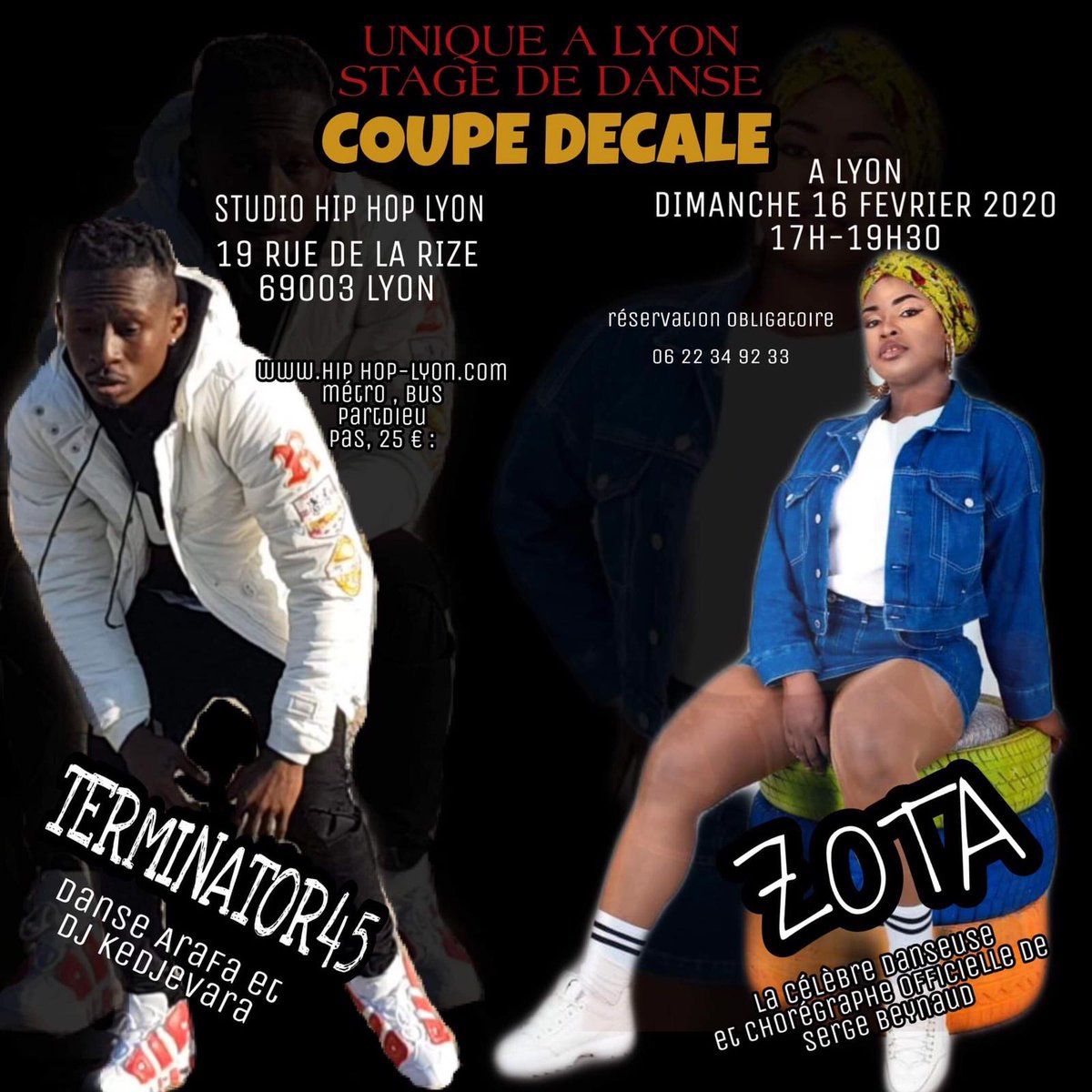ekodafrik's tweet photo. Dimanche 16 février à 17h à Lyon
[DANSE] Stage de Coupé Décalé à Lyon avec ZOTA (Beynaud) et TERMINATOR 5 (Arafat) 
#coupedecale #lyon #cotedivoirelyon #zota #terminator5 

https://t.co/nhiN0CgFnH https://t.co/VNqyYxboqN