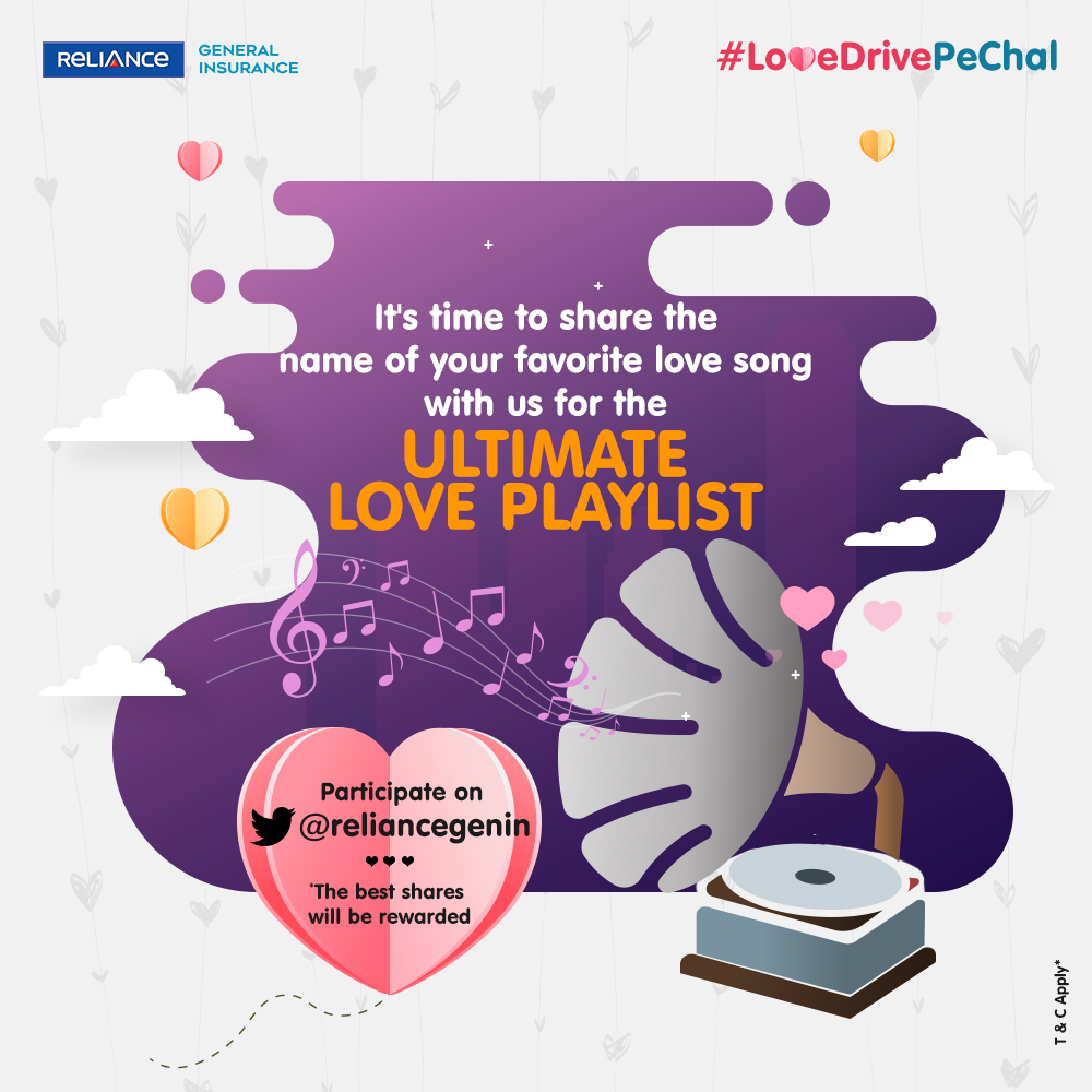 Reliance General On Twitter Tag Your Bae And Tweet The Name Share A Link Or Post A Video Of You Singing It Today Use Lovedrivepechal The Ultimate Love Playlist Coming Right Up