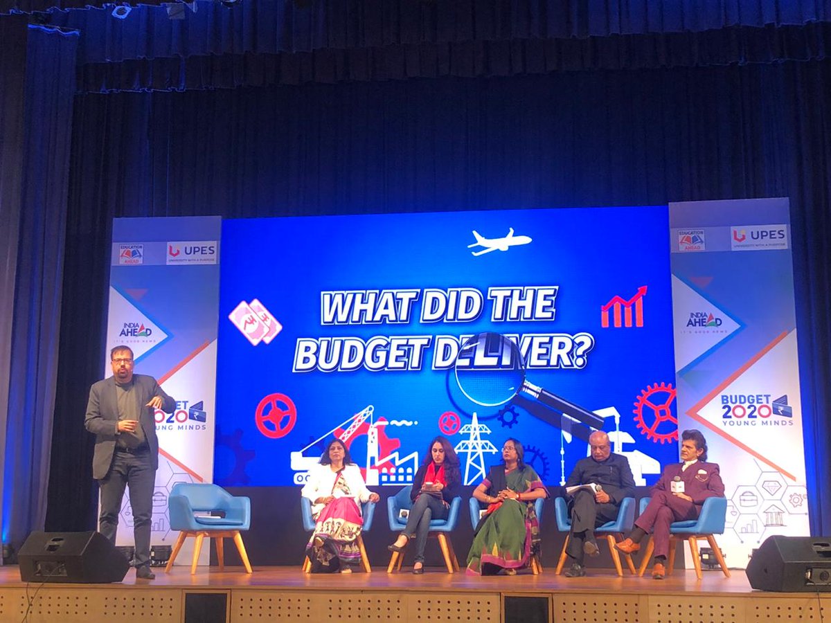 UPES (@upesdehradun) on Twitter photo Our panelists talk about the hits of Budget 2020, Moderated by Mr. Chetan Sharma, CEO and Founder, <a href="/IndiaAheadNews/">India Ahead News</a>
#Budget2020 #UPES Our panelists talk about the hits of Budget 2020, Moderated by Mr. Chetan Sharma, CEO and Founder, <a href="/IndiaAheadNews/">India Ahead News</a>
#Budget2020 #UPES
