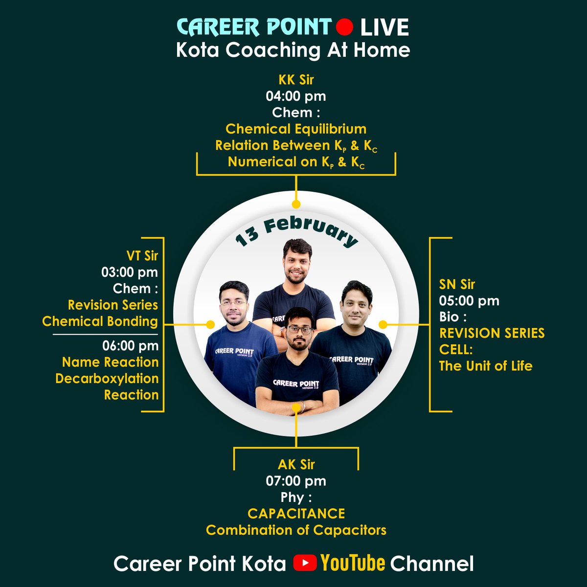 careerpointltd's tweet photo. Hello Aspirants!!
Schedule of the day is out! Set your reminders now and don't miss these amazing sessions.
Subscribe to our channel:- ​​ https://t.co/qxDh0jNw3h
​
#Career_Point #CP_Live #Live_Classes #NEET #JEE #Physics #Chemistry #Biology #Kota_Coaching_At_Home #Online_lectures https://t.co/pCMr2WmxkH