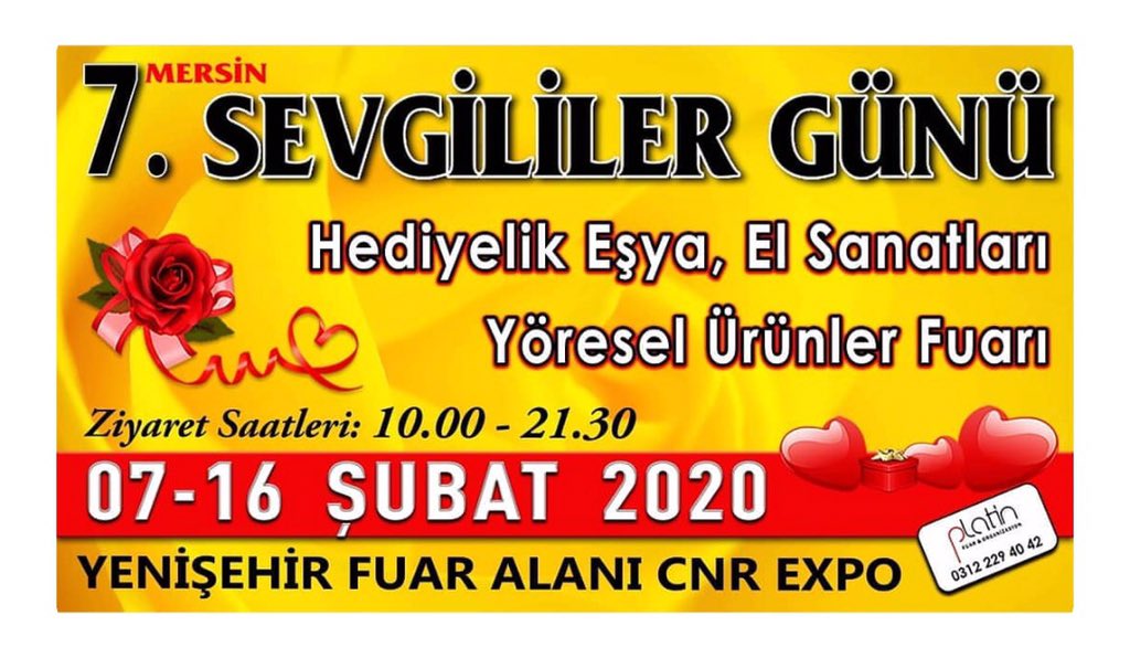📌Mersin Sevgililer Günü Fuarı
🗓️07-16 Şubat- 10.00-21.30- Yenişehir Expo Fuar Alanı

📢Instagram hesabımız: instagram.com/mersinyasamreh…

#mersin #festival #silifke #tarsus #erdemli #mut #gülnar #adana #mersinüniversitesi #çağüniversitesi  #Persembe #adana #mersinetkinlik