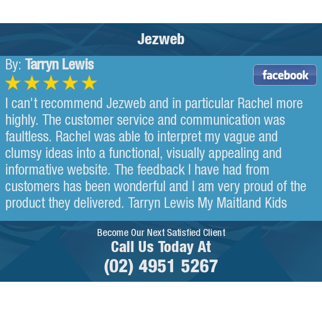 jezwebdesign's tweet image. 5 Star: Tarryn L. &quot;I can&apos;t recommend Jezweb and in particular Rachel more highly. The customer service and...&quot; bit.ly/2Cz9o8O