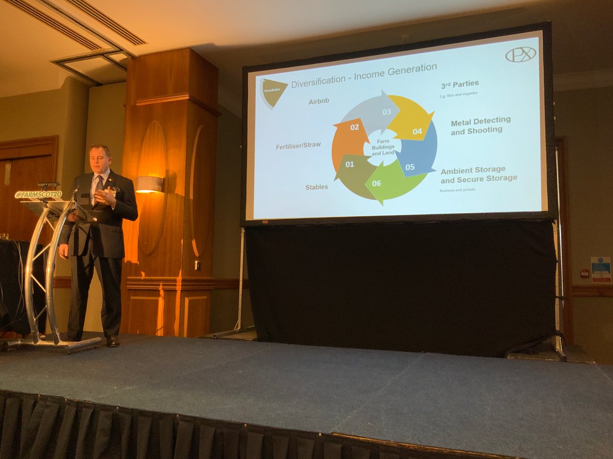 FarmScotConf's tweet photo. .@Pxfarms have created a multi enterprise business including flexible crop storage and a massive haulage operation that offers a field to mill collection and delivery service, a grain hospital and laboratory and utilise their farm buildings
#diversification
#FarmScot20 https://t.co/WWjQjper2S