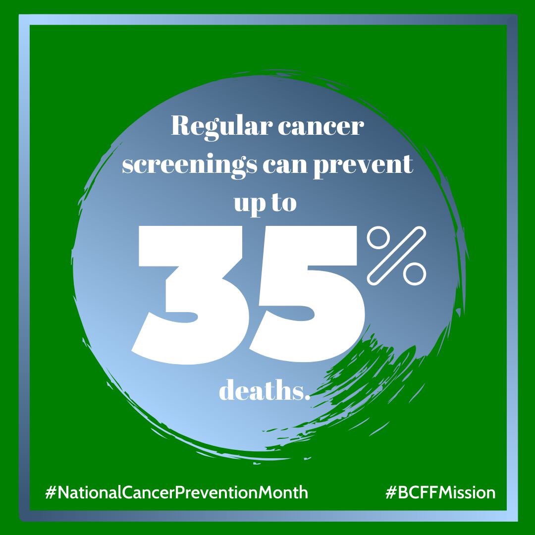 35% of cancer deaths could be prevented through screenings.#beatcancerfamilyfoundation #nationalcancerpreventionmonth #BCFFMission