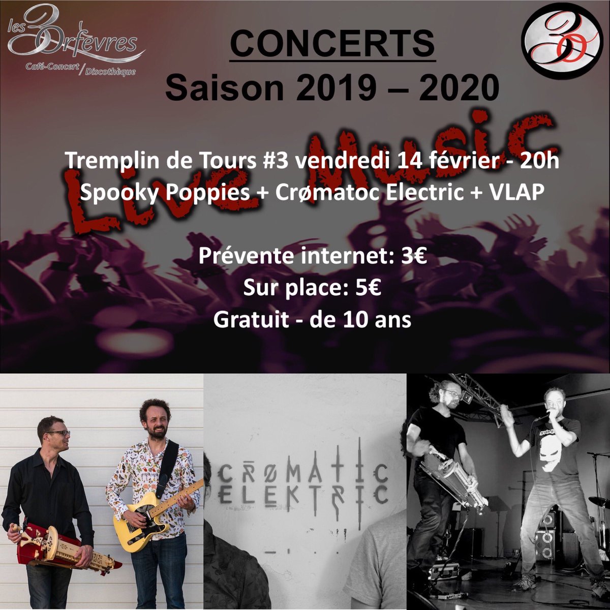 Les3Oconcerts's tweet photo. Rdv demain pour le Tremplin de #tours ! A partir de 20h aux #les3orfevres plus une minute à perdre:-) #concerttours #sortiratours #touraine https://t.co/tX3dGk25lj
