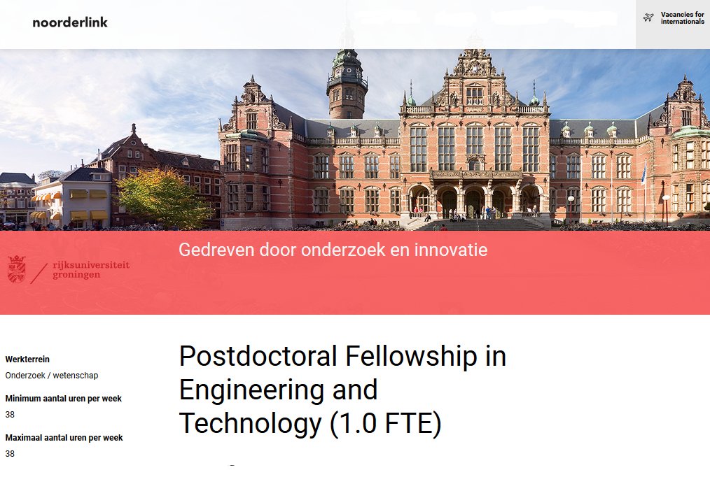 UnivGroJobs's tweet image. #Postdoc - Engineering and Technology

What: 🧑‍🎓#Mechatronics 
    and/or #BiomedicalRobotics 
  and/or Systems &amp;amp; Control
 &amp;amp; lecturer

Where: #ENTEG / FSE / #Groningen / NL

When: apply before 17/3 - three year contract

Requirements: see -&amp;gt; noorderlink.nl/participanten/… #vacancy