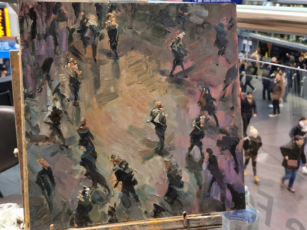 Lifting the lid off the beehive at Manchester Piccadilly... 
'Concourse Dynamics' 40cmx40cm
<a href="/NetworkRailMAN/">Manchester Piccadilly</a> #manchester