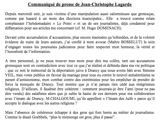 jclagarde's tweet photo. Je ne peux trouver les mots pour dire ma colère contre la Une aussi calomnieuse que grotesque du Point, en contradiction avec le combat de toute ma vie politique et personnelle.
J'ai chargé mon avocat d’engager des poursuites judiciaires pour rétablir mon honneur et la vérité. https://t.co/gd0rl0WvbV