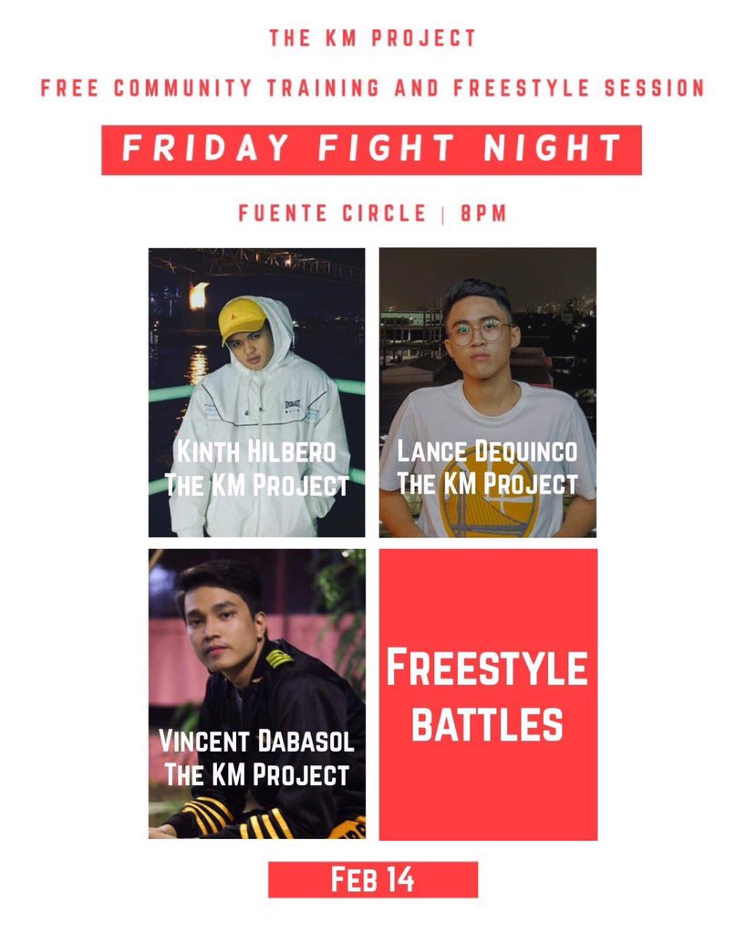 thekmprojectph's tweet photo. Celebrate your love for dance with us ❣️ We’ve got a sweet lineup for you this weekend 😋👌🏼
Feb 14 | FRIDAY FIGHT NIGHT
⛲️ Fuente Osmeña Circle
⌚️ 8PM onwards
Open to all. All for free. Bring your friends!
#WhatFeelsGood
#CommunityTraining
#OnlyAtTheKMProject https://t.co/1agxeR4lvN