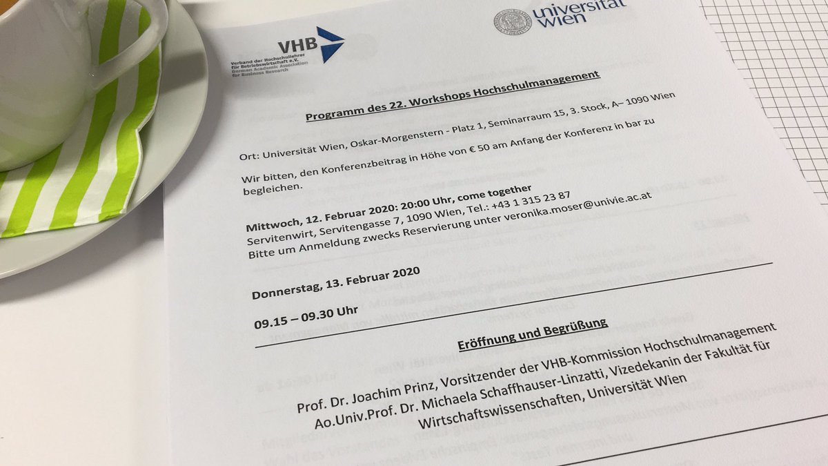 22. Workshop Hochschulmanagement der Kommission Hochschulmanagement des VHB. Der Countdown zum ersten eigenen Vortrag läuft...
