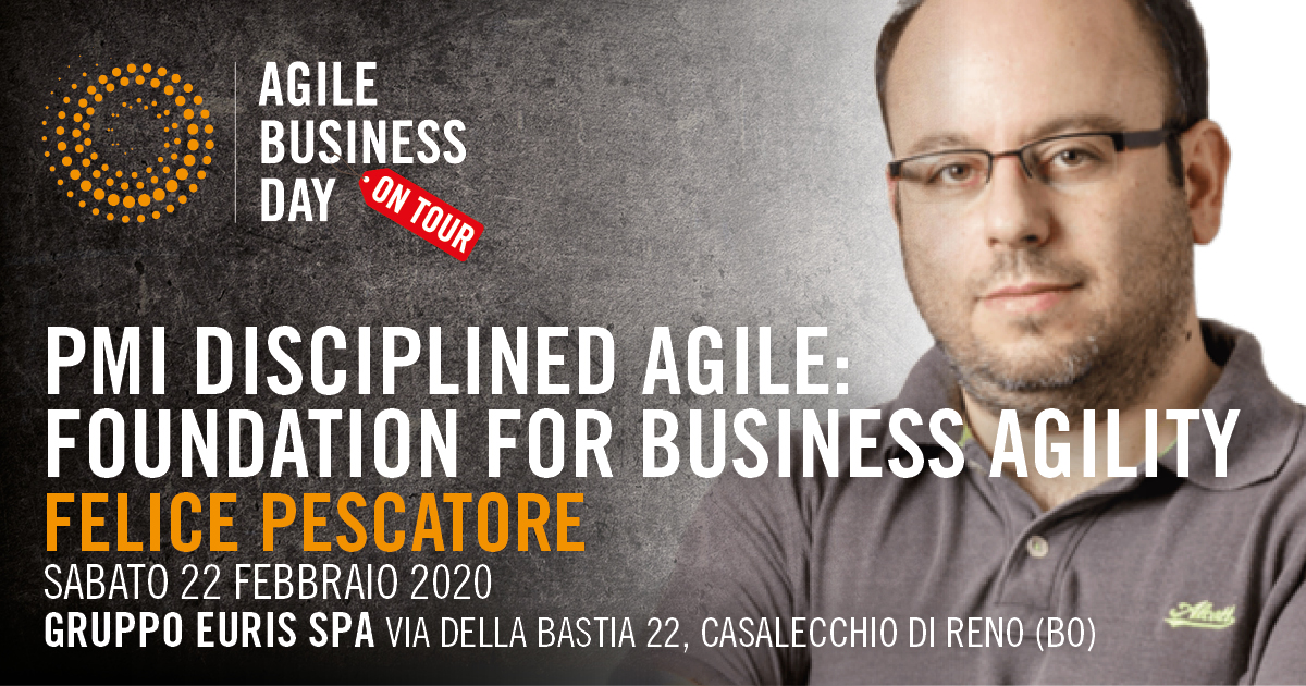 📆 #ABDonTour : PMI Disciplined Agile: a foundation for Business Agility 
👉 Ancora qualche posto disponibile per il workshop del 22 febbraio con Felice Pescatore  📌 zcu.io/BTi7