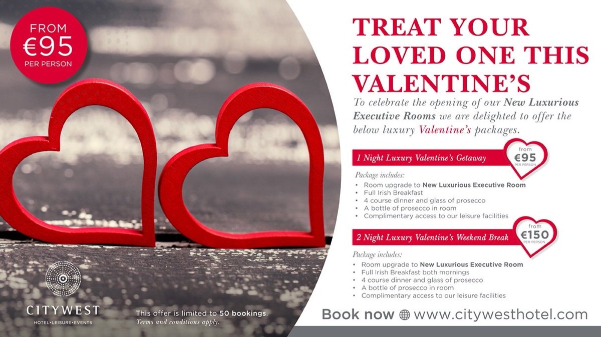 ❤️ Luxury Valentine's packages available. ❤️bit.ly/39nCULU #ValentineDay2020 #DublinBreak
