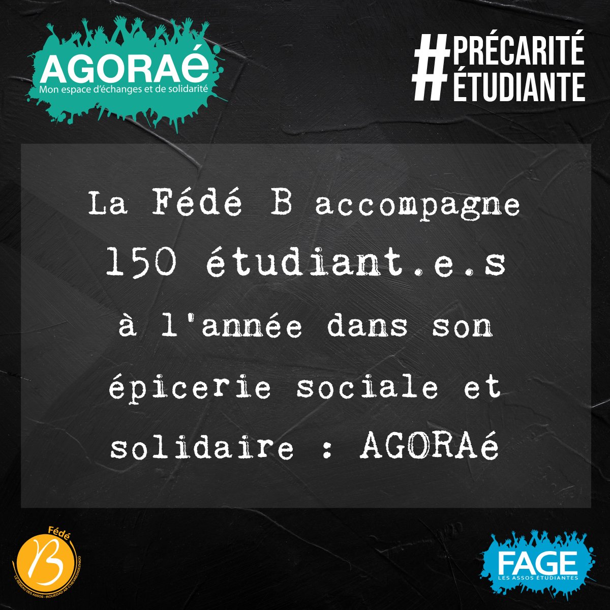#PrécaritéÉtudiante

⚠️ 20% des étudiant.e.s vivent sous le seuil de pauvreté.

Pendant un mois, le réseau de <a href="/La_FAGE/">FAGE</a> se mobilise contre la précarité étudiante! ❌❌