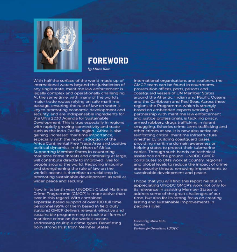 Have you read <a href="/UNODC_MCP/">UNODC Global Maritime Crime Programme</a> 2019 annual report?Want to know what <a href="/UNODC/">UN Office on Drugs & Crime</a> thru' its #GMCP was up to in 2019?From use of Technology to Counter #MaritimeCrime to Simulated Trials &amp; much more!Read unodc.org/documents/Mari… <a href="/MiwaKatoEmpower/">Miwa Kato</a> <a href="/UNODC_EA/">UNODC Eastern Africa</a> <a href="/UNODC_WCAfrica/">UNODC West & Central Africa🇺🇳</a> <a href="/UNODC_ROSA/">UNODC South Asia</a> <a href="/UNODC_ROPAN/">UNODC ROPAN</a>