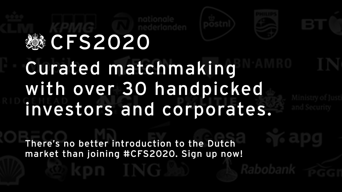 PaymentsNet's tweet photo. On 20 February, the British Embassy in The Hague will organise the #CFS2020; your one-stop shop to the Anglo-Dutch #FinTech market. Join us for and network with up to a 1000 attending movers and shakers in the sector. Register for free at https://t.co/LDemX6jOcJ
@tradegovukNLD https://t.co/ivGwMkMVZl