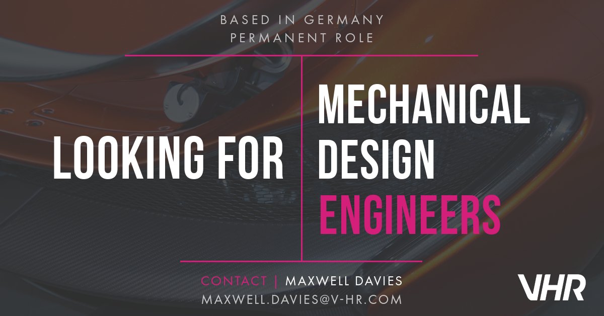 VHRofficial's tweet image. NEW JOB OPPORTUNITY: #MechanicalDesignEngineers. Email our #Recruitment #Specialist at Maxwell.Davies@v-hr.com for more information or take a look on our jobs page - bit.ly/2SHRaZd #Jobs #Career #Work #JobSearch #Germany *Must hold the right to live and work in Europe*