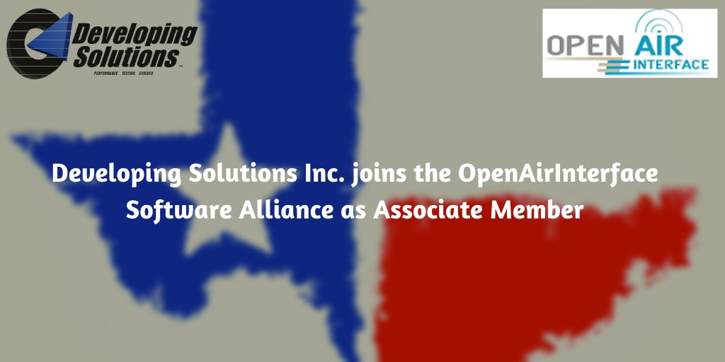 osalliance5g's tweet image. Developing Solutions Inc., a provider of 5G test solutions, joins the #OpenAirInterface Software Alliance.