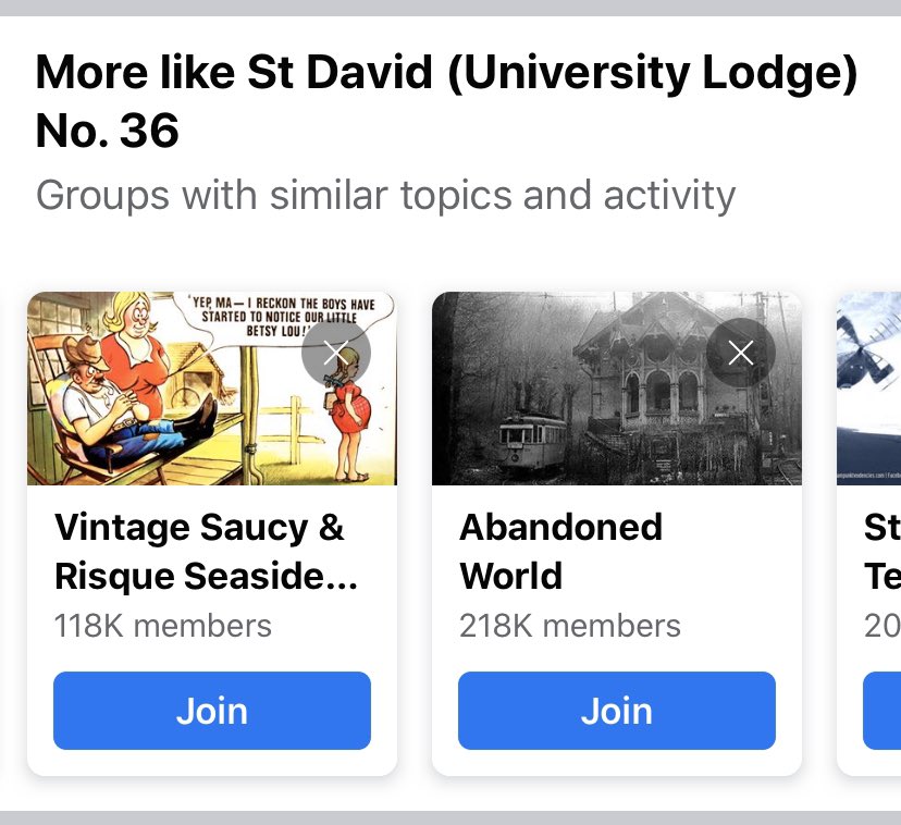 “Groups with similar topics and activity” 😳. Hope nobody is disappointed if they were to visit...