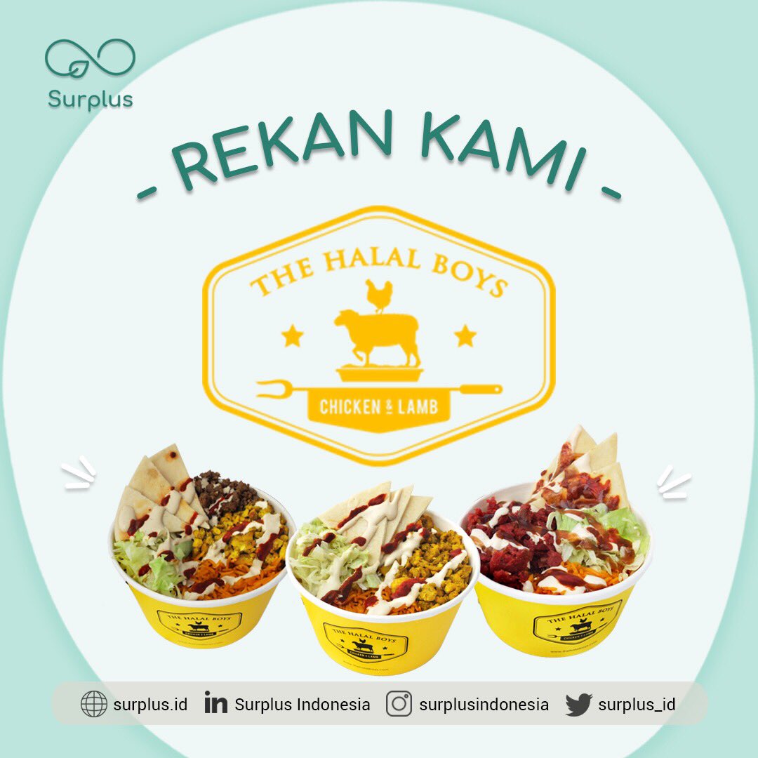 surplus_ID's tweet photo. Ada berita baru nih! The Halal Boys telah bergabung bersama Surplus untuk memerangi food waste!👏👏
Menunya bisa kamu dapatkan di dengan diskon 50% di penghujung hari!
Nantikan aplikasi Surplus ya! 📱
#savefood #savebudget #saveplanet #foodwaste https://t.co/akYasoIDL8
