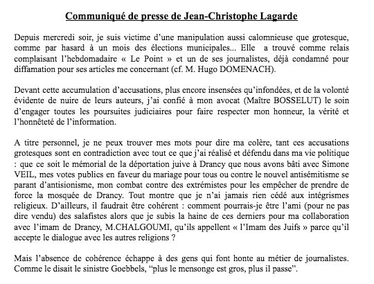 Soutien à ⁦⁦<a href="/jclagarde/">Jean-Christophe Lagarde</a>⁩. Ces accusations du ⁦<a href="/LePoint/">Le Point</a>⁩ sont grotesques. Notre pays est en train de perdre toute mesure et toute capacité à la modération. Nous voici revenus aux heures sombres de l’entre-deux-guerres. On sait comment ça a fini ... ⁦<a href="/UDI_off/">UDI</a>⁩