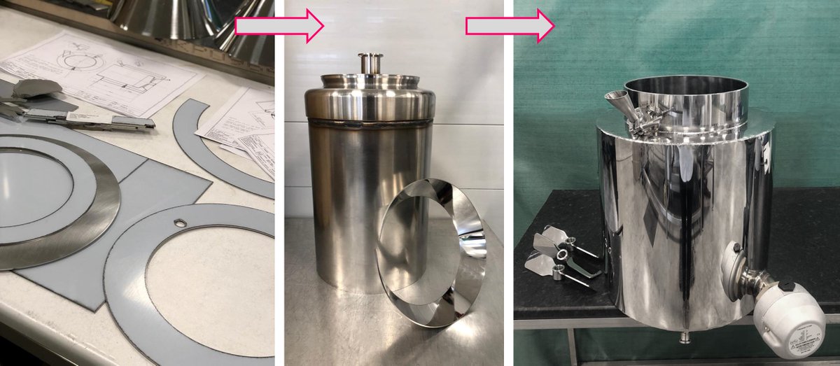 PharmaHygiene's tweet photo. Before, during and after 👉🏼 Our talented team have been working on this #bespoke #jacketedvessel for a customer in the #NHS 💙 To enquire about a similar solution for your #pharmaceutical mixing project, don’t hesitate to email info@pharmahygieneproducts.com today ☺️ #ukmfg https://t.co/3R00kU0Siq
