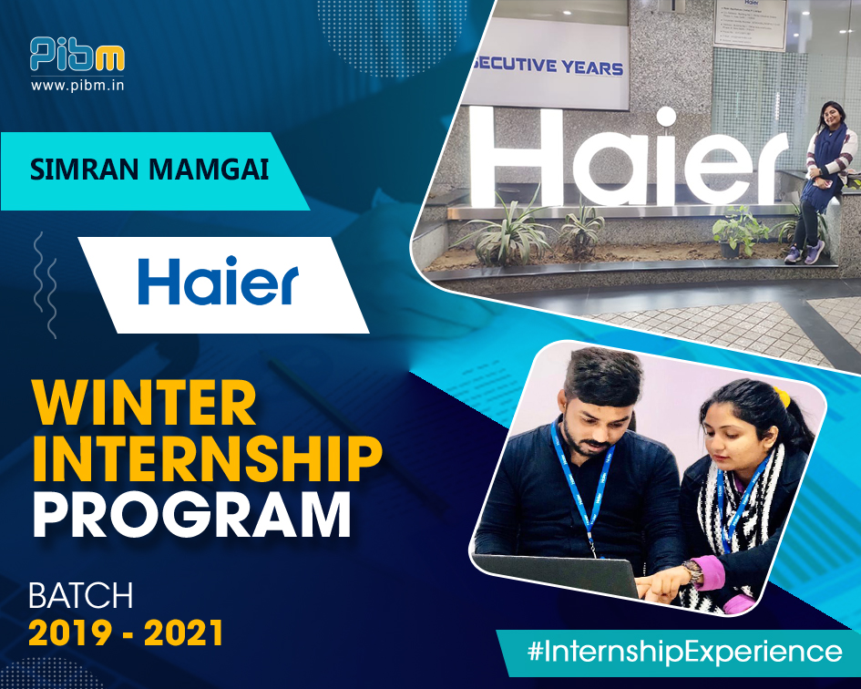 PunePIBM's tweet image. Ms. Simran Mamgai from PIBM&apos;s Batch 2019-21, bagged an amazing WIP opportunity with Haier Appliances Pvt. Ltd. Here&apos;s a glimpse of Ms. Simran during her WIP.

#WinterInternshipProgram #Haier #MastersWithPIBM #WIP2020 #PIBMPune
