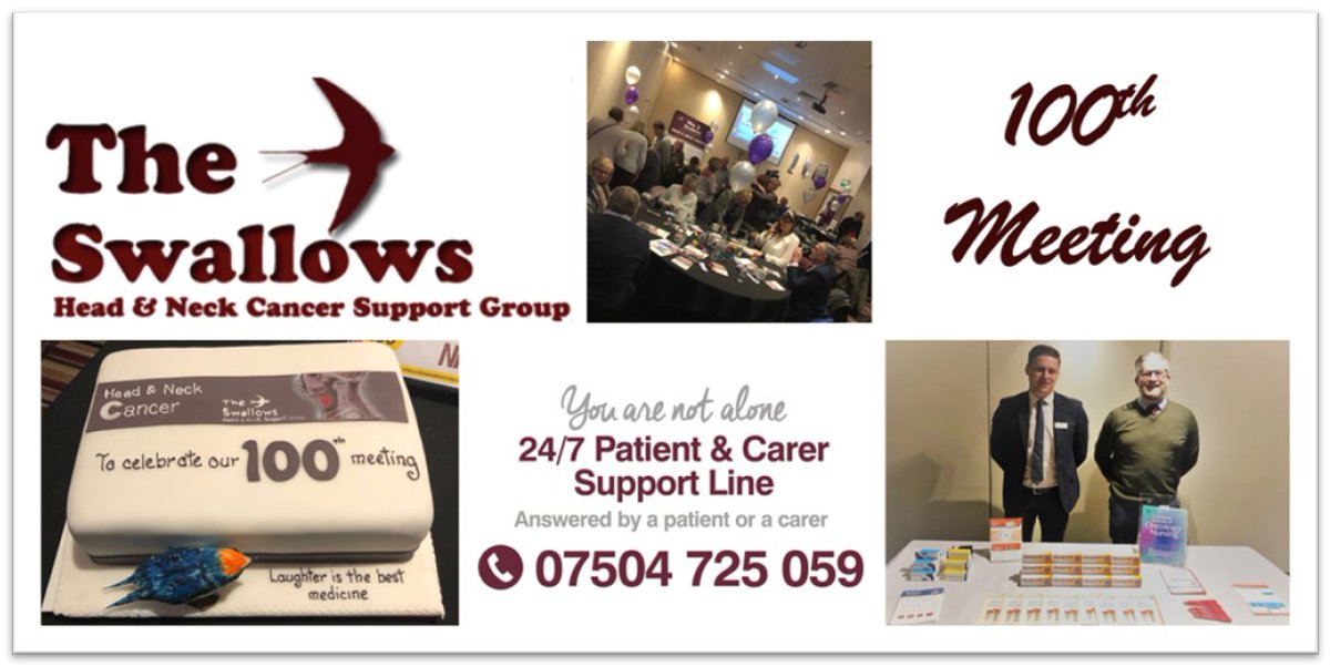 We are proud to support @swallowsgroup who reached a milestone yesterday evening when they held their 100th meeting, well done to Chris, Sharon, Derek and the many volunteers. #patient #carer #support #headandneckcancer #cancer #radiotherapy #IAmFlenhealth