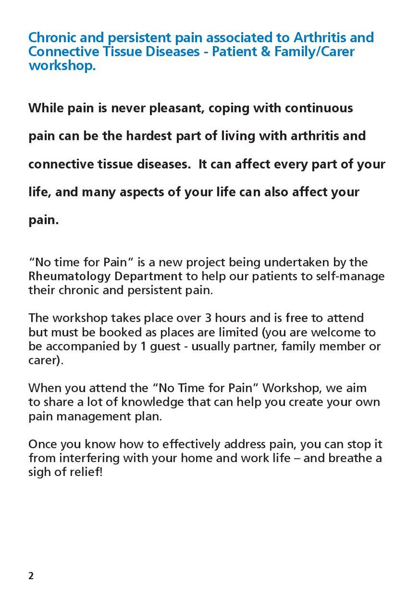 Portsmouth Hospitals University NHST (@phu_nhs) on Twitter photo On Saturday 15 February the Rheumatology Team are running a “No time for pain” workshop in the fracture clinic from 9.30am to 12.30pm. If you would like to register for the free workshop, contact rheumatology.conference@porthosp.nhs.uk or 023 9228 6638 On Saturday 15 February the Rheumatology Team are running a “No time for pain” workshop in the fracture clinic from 9.30am to 12.30pm. If you would like to register for the free workshop, contact rheumatology.conference@porthosp.nhs.uk or 023 9228 6638