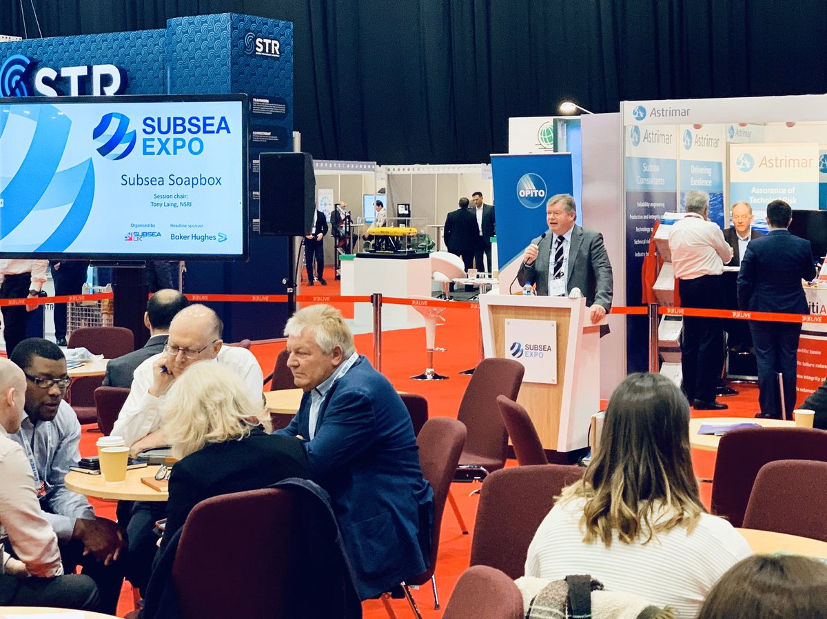 Our <a href="/SUTAberdeen/">SUTAberdeen</a> committee member Tony Laing chairing the #Subsea Soapbox open session at @subseauknews #SubseaExpo 2020 this morning - good to see a healthy turnout of exhibitors &amp; delegates at the venue today.