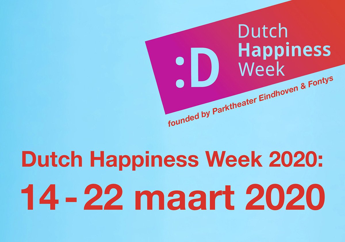 Het aftellen is begonnen! Over een maand is het weer tijd voor de Dutch Happiness Week 2020 #DHW. En ons programma is weer om van te #stralen! <a href="/Parktheater/">Parktheater</a> <a href="/Fontys/">Fontys</a> #Theater #Eindhoven #Tilburg #happinessbeginstour