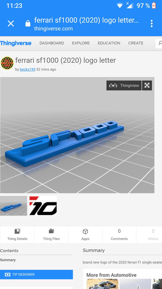 3dbecks199's tweet photo. Logo Letter of the Brand new ferrari sf1000. Now on my thingiverse Site. #3Dprinting #f1 @3DPrintingIt #essereFerrari #ferrarilaunch #SF1000 @MyMiniFactory @3Druck #Seb5 #Charles16 https://t.co/EPTwIcnono