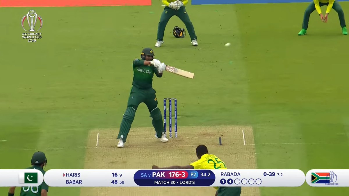 CricketGuy8's tweet photo. This Shot of Haris for a six is underrated.. He hit a 4 on previous ball and knew Rabada ll go for a short ball. He Was ready for that ball and hit it for a six..
"Here it comes and well read by haris sohail. That has been despatched."
#iccwc19 https://t.co/BS2aLOVb0w