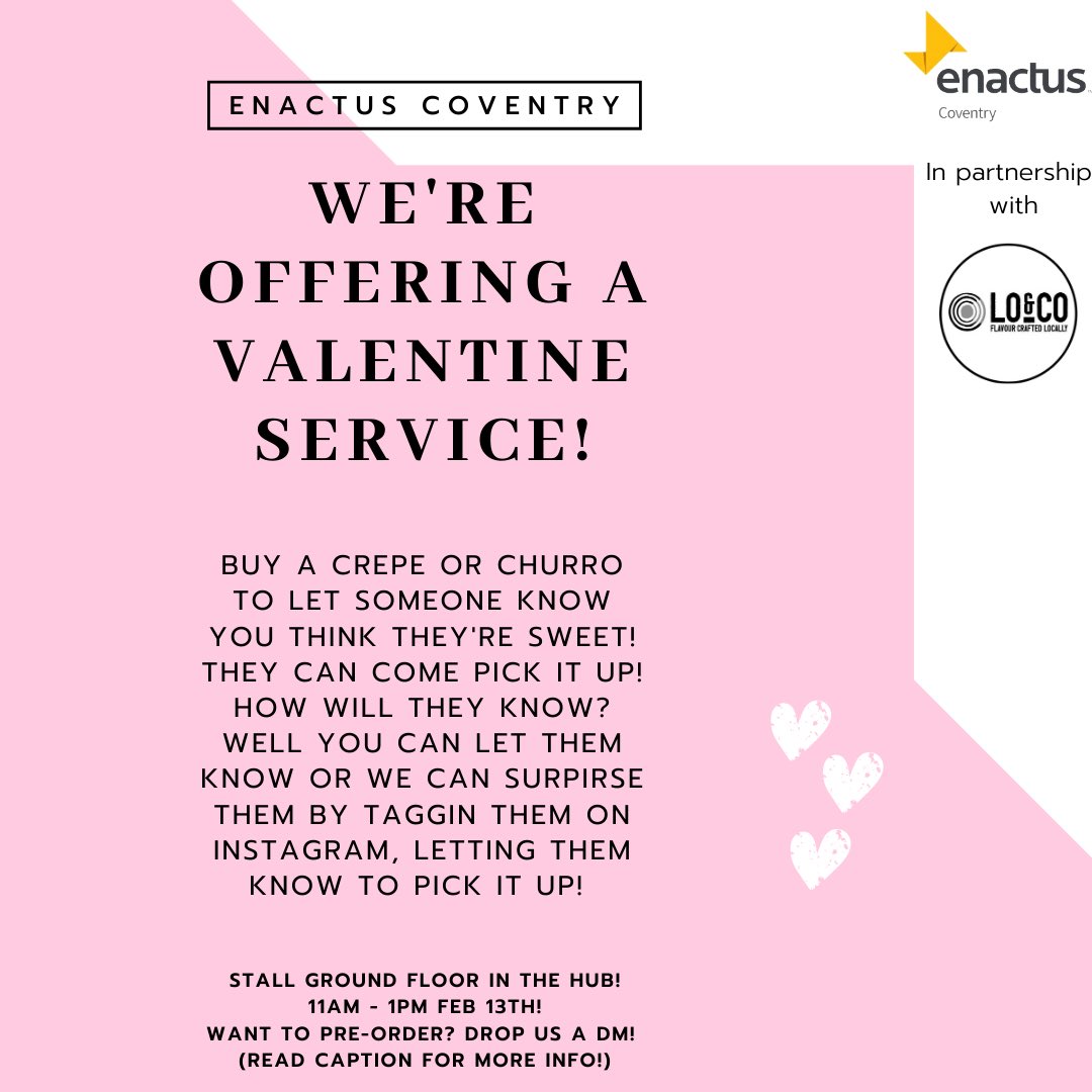 Spread the sweetnesses! Come to the hub ground floor and have some churros or crepes for only £3!
From 11am - 2pm