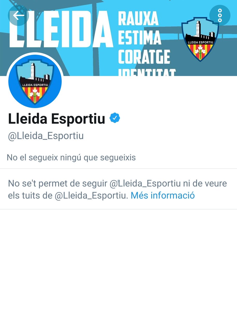 Els <a href="/amicsdellleida/">Amics del Lleida</a> DENUNCIEM el bloqueig a #Twitter que la nostra entitat ha patit per part del LLEIDA ESPORTIU, fet que suposa una greu manca de respecte tant als associats com als nostres seguidors a les XXSS #LlibertatExpressió
