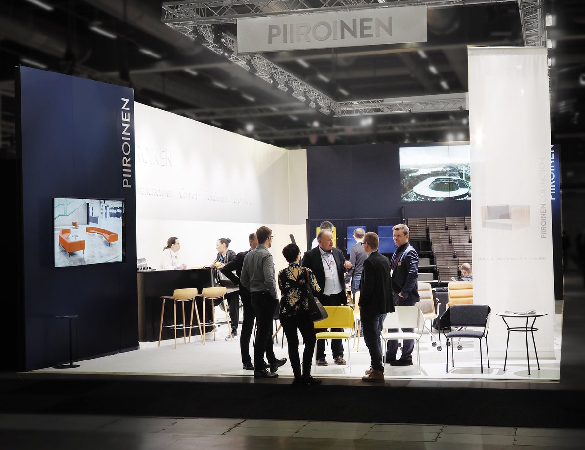 Piiroinendesign's tweet photo. Such an inspiring week we had at Stockholm Furniture Fair! Thanks to all of you who has visited our stand. 
Have you already tried our new seat made for the Helsinki Olympic Stadium?

#piiroinendesign #stockholmfurniturefair #sff2020 #sporthall #sport #sportarena https://t.co/5oEzOvCVTN