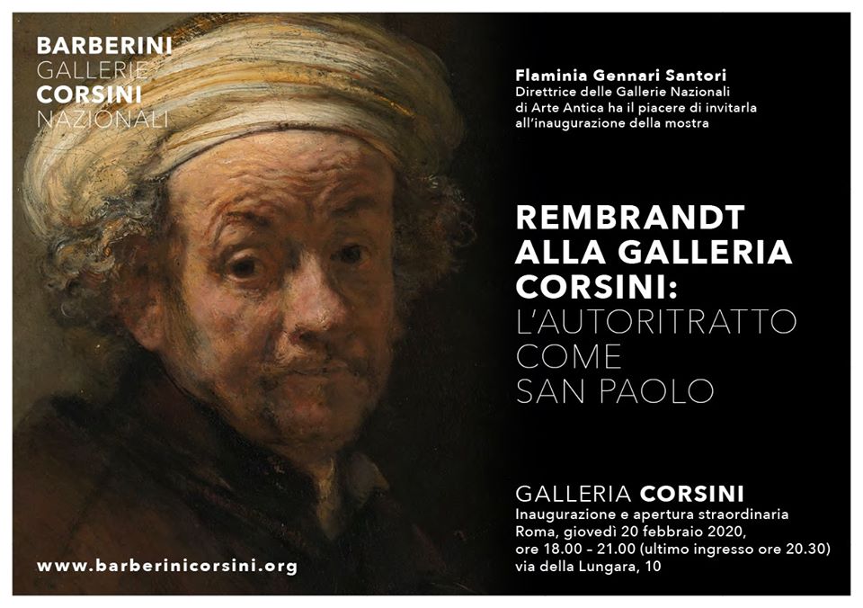 Giovedì #20febbraio dalle 18 in Galleria Corsini sarà possibile visitare in anteprima gratuita la mostra “Rembrandt alla Galleria Corsini: l’autoritratto come San Paolo” a cura di Alessandro Cosma.

Ti aspettiamo! Partecipa e condividi con
#RembrandtaCorsini