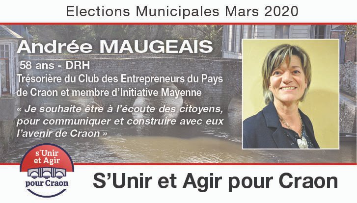 s_craon's tweet photo. Jeudi 13 février, voici la présentation d'Andrée Maugeais, membre de la liste S'Unir et Agir Pour Craon. https://t.co/BhG7mxfr2B