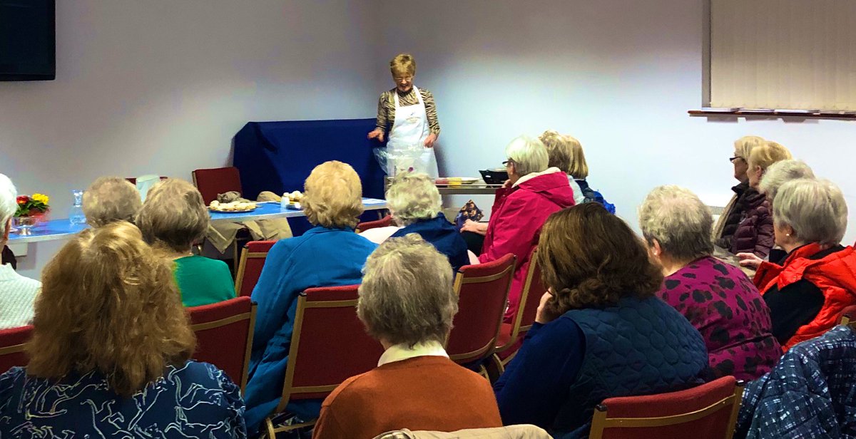 MortonsFlour's tweet photo. A wonderful evening spent with the Saintfield Women’s Institute. Evelyn McBurney baked up a storm and we even got to enjoy some delicious treats the ladies had baked for the event #womensinstitute #bakingdemonstration #WIWednesday https://t.co/0hLgID5J5c