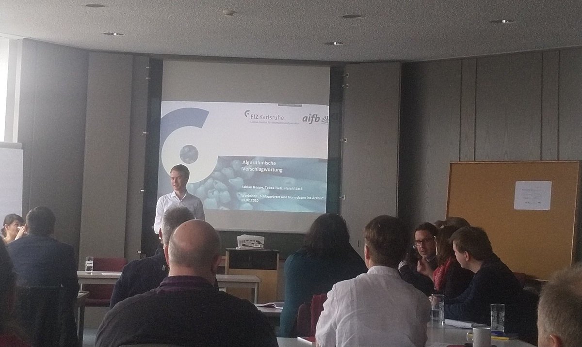 lysander07's tweet photo. Automated Classification for archival documents is presented by @fab_hop at @BundesarchivD Workshop on Keywords and Authority Files to to Archives #FIZISE @FIZKarlsruhe @LandesarchivBW #DatalessClassification https://t.co/K1UrYa49LR