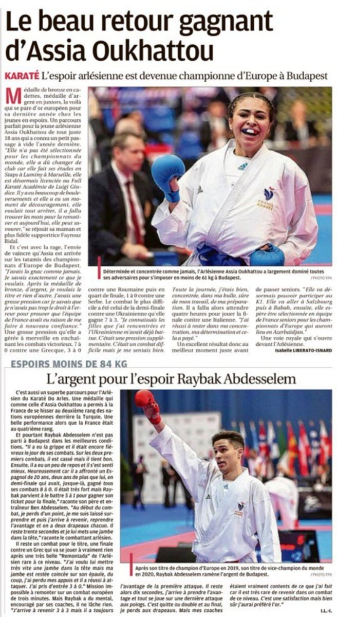 ArlesClubA's tweet photo. Félicitations à nos deux Ambasseurs 👏👏👏
Assia Oukhattou 🥇 et et Raybak Abdesselem 🥈 pour ces nouvelles victoires qui hissent une fois de plus le sport Arlésien au plus haut niveau !
Nous sommes fiers de vous et merci de nous offrir ces moments uniques 👍🏻👍🏻👍🏻 https://t.co/5qLiZAmp5r