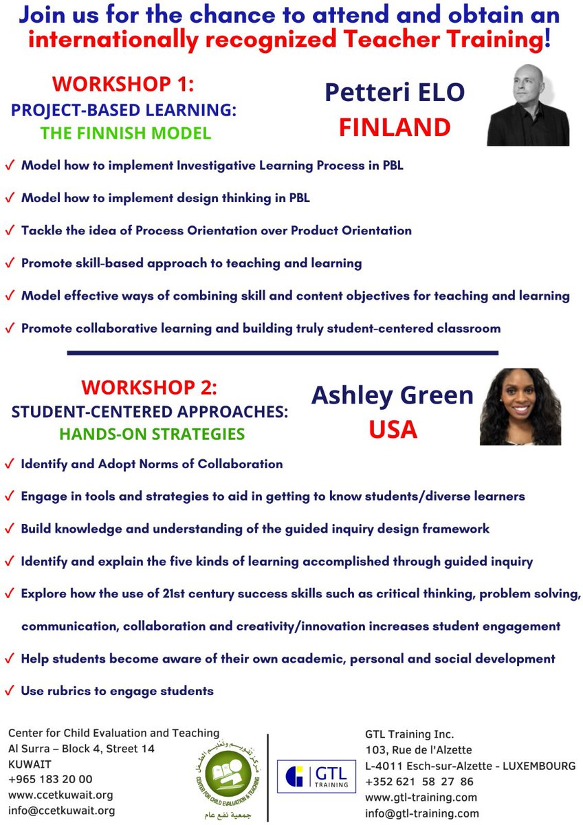 We’re collaborating with GTL Training. KDSL Global Senior Associate <a href="/ashleysgreen/">Ashley S. Green</a> and KDSL Global Speaker <a href="/PetteriElo/">Petteri Elo</a> are collaborating with educators and leaders in Kuwait this weekend #edchatmena #intlELOC