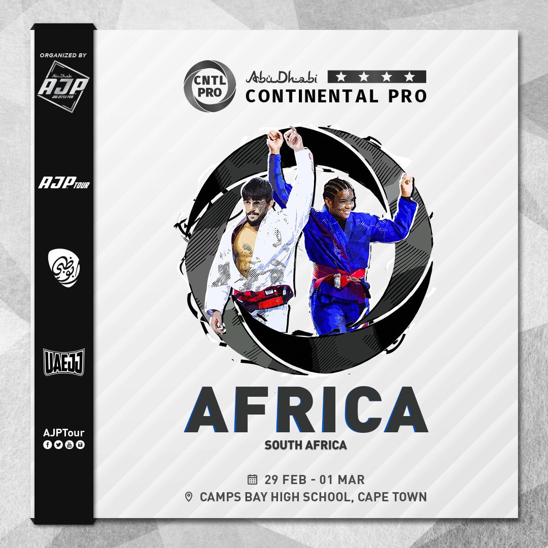AJPTour's tweet photo. Coming soon #Africa Continental Pro, get ready and register now!
#AJP #AJPTour #CNTLPro #SouthAfrica #AJPRanking #JiuJitsu https://t.co/LVF17mxRg7