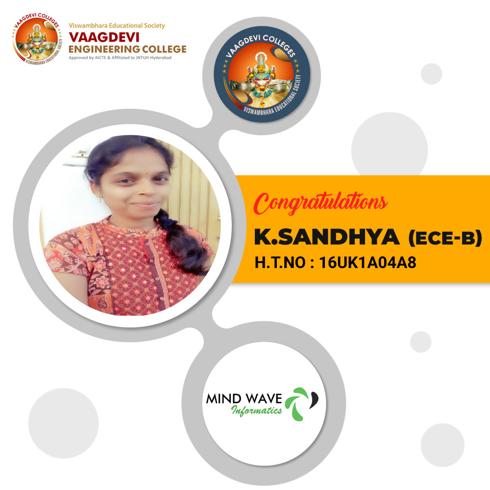 VECWarangal's tweet photo. Your hard work has truly paid off. Congratulations K.Sandhya(ECE-B) on your placement at Mind Wave Informatics.
Visit us on : https://t.co/WC1zpLMTuX
#MindWaveInformatics #Sandhya #ECE #Placement #VECW #VaagdeviEngineeringCollege #BestEngineeringCollege #TopEngineeringCollege https://t.co/ndHCJuegwh
