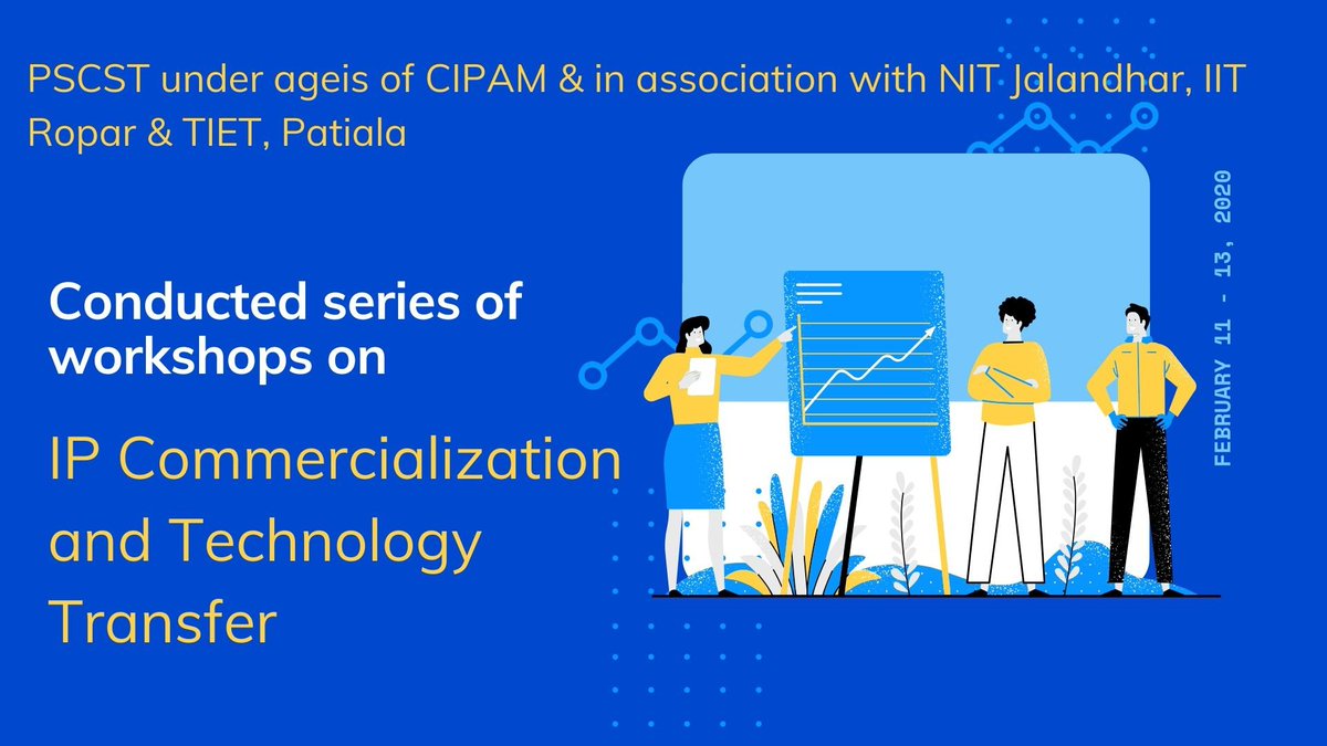 #IPCommercialization & #TechnologyTransfer Workshops 
@IndiaDST @DBTIndia @NITJofficial @iitrpr @NNCLthapar
@CIPAM_India @WIPO @JKAroraEDPSCST @BakshiDapinder @ShubhamIstrewal @BIRAC_2012
@Divya_TISC @Anju_TISC_PIC