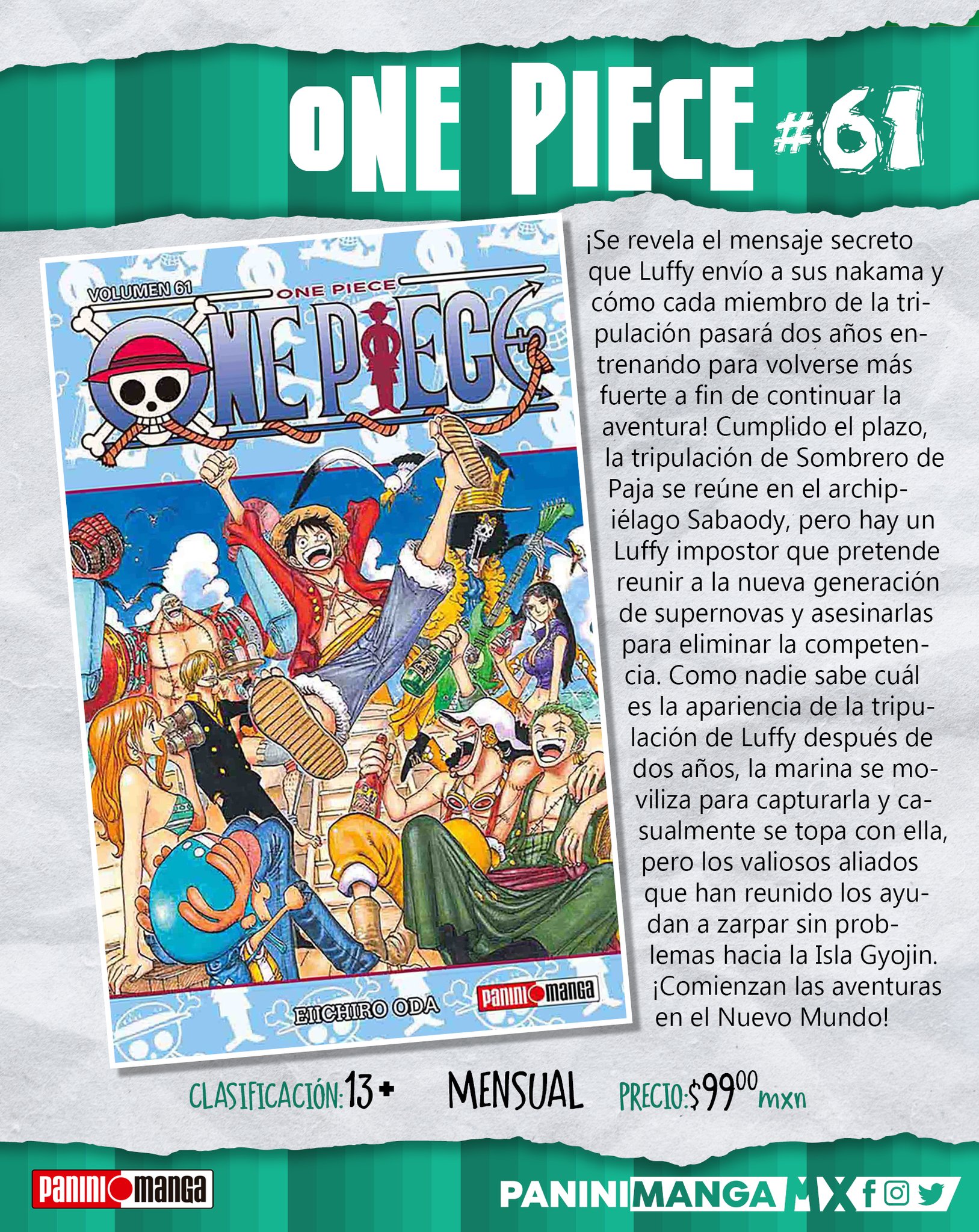 Paninimangamx Nada Mejor En Un Shonen Que Los Timeskip Llega El Tomo 61 De One Piece Y Comienza Un Nuevo Arco Pueden Conseguir Este Tomo En Todos Los Panini Points