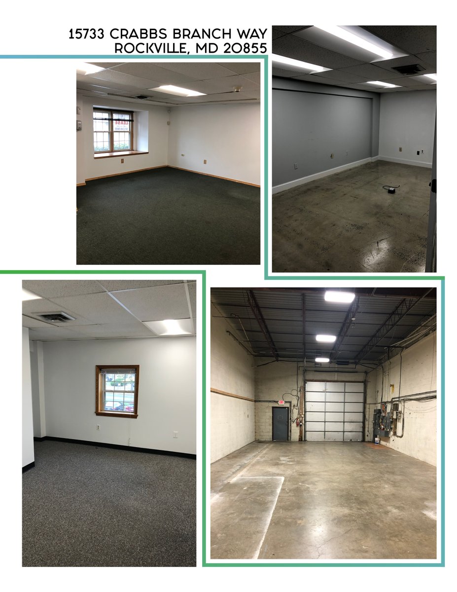 FLEX SPACE FOR LEASE: 15733 Crabbs Branch Way Rockville, MD 20855 | Unique space with both office and warehouse. Lease one floor or both! Perfect for engineers, architects and contractors. #JCRG #commercialrealestate #cre #office #warehouse #realestate
